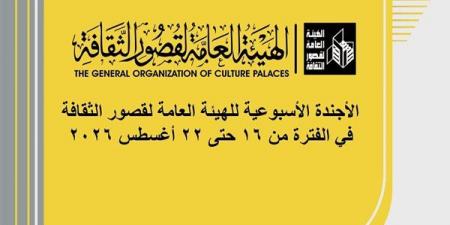 أجندة قصور الثقافة هذا الأسبوع، تخريج "ابدأ حلمك" بالإسماعيلية وقافلة ثقافية بأسيوط وانطلاق عروض المسرح المدرسي - النيل نيوز