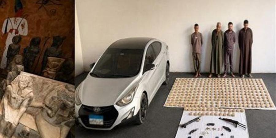 90 قطعة أثرية وحشيش وأسلحة، ضربة قاسمة لـ تشكيل عصابى خطير بمنشأة القناطر